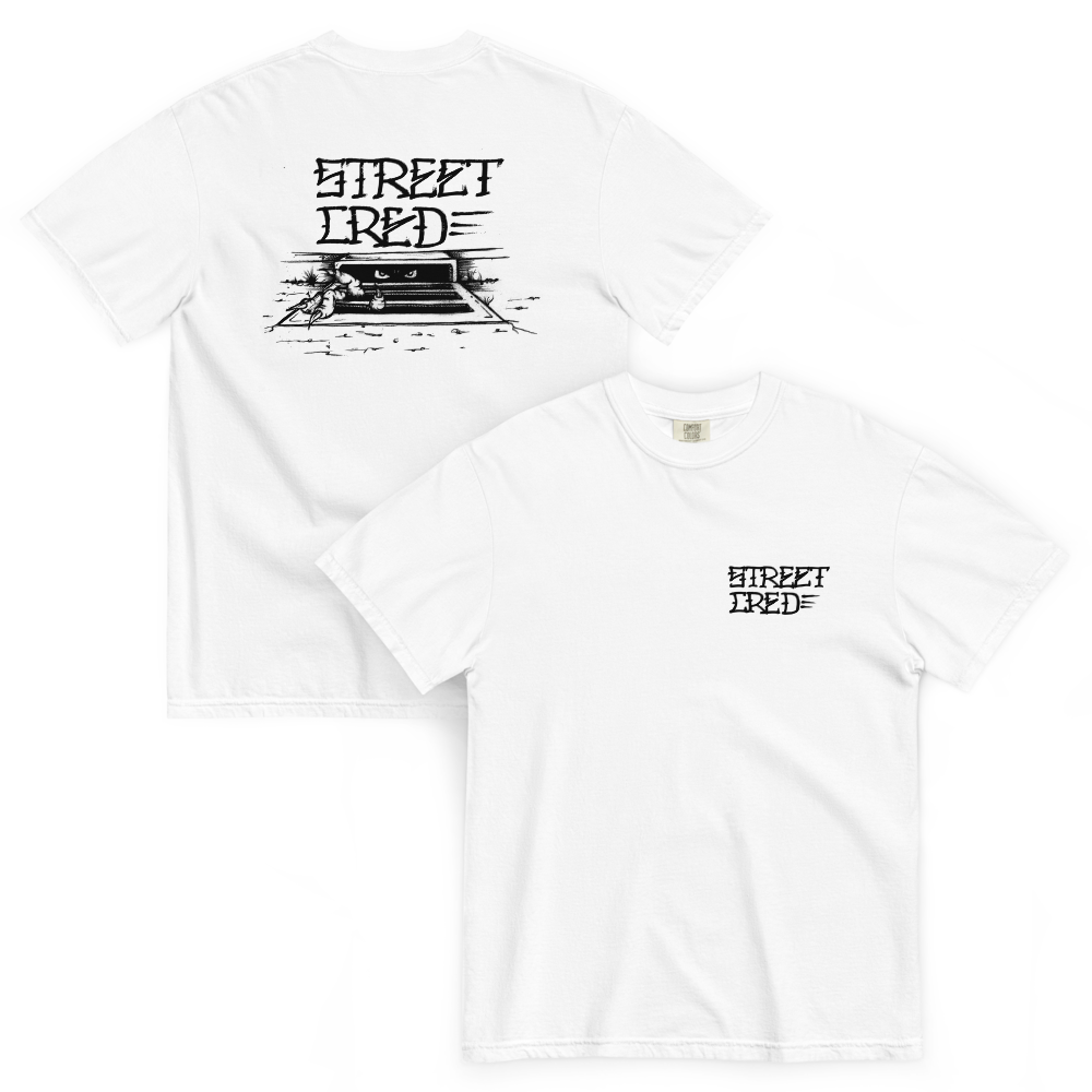 STREET CRED " CREEP " BLACK PRINT  garment-dyed heavyweight t-shirt