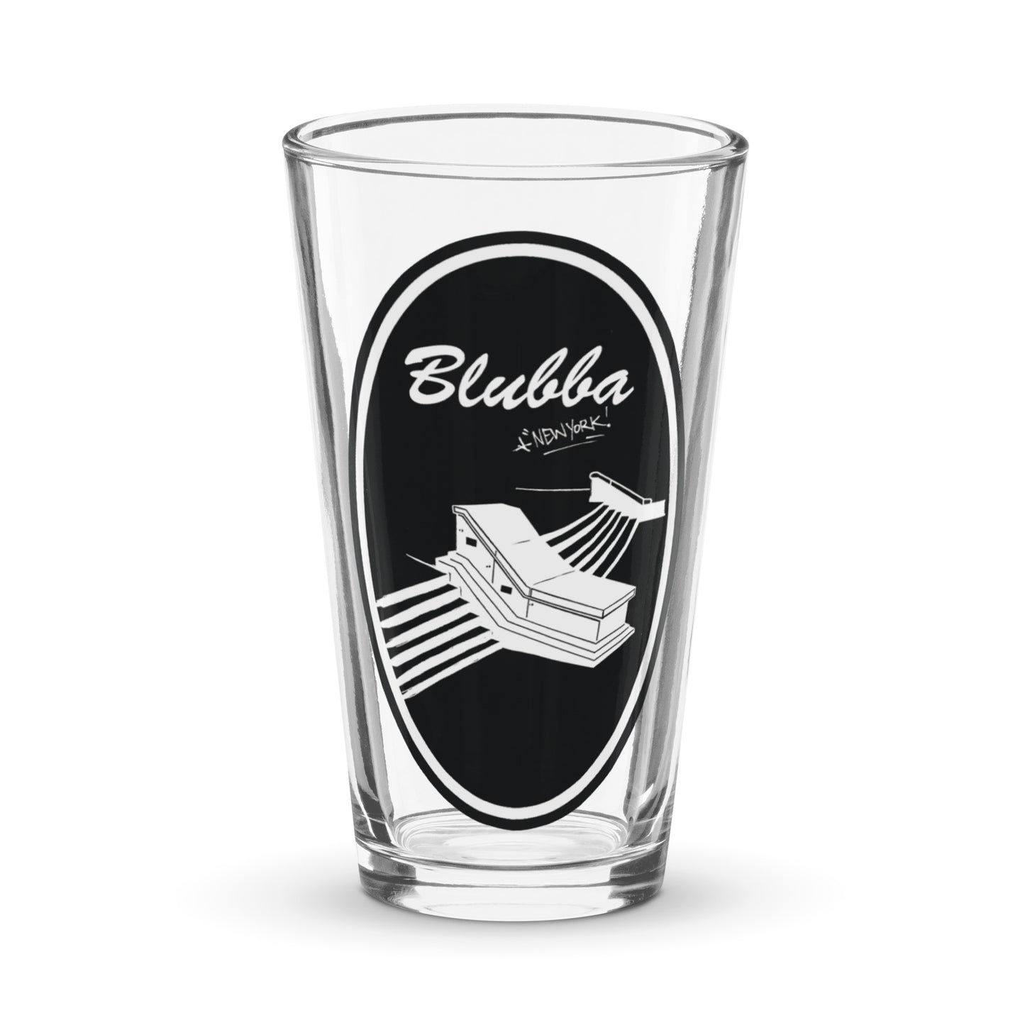 BLUBBER " black hubba " pint glass